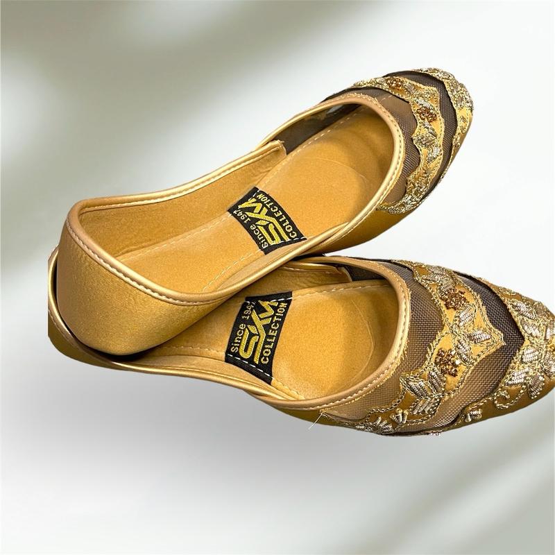 Gold Net Khussa pumps style for woems punjabi Jutti Pakistani Khussa Comfort Stylish Footwear Women Girl 2
