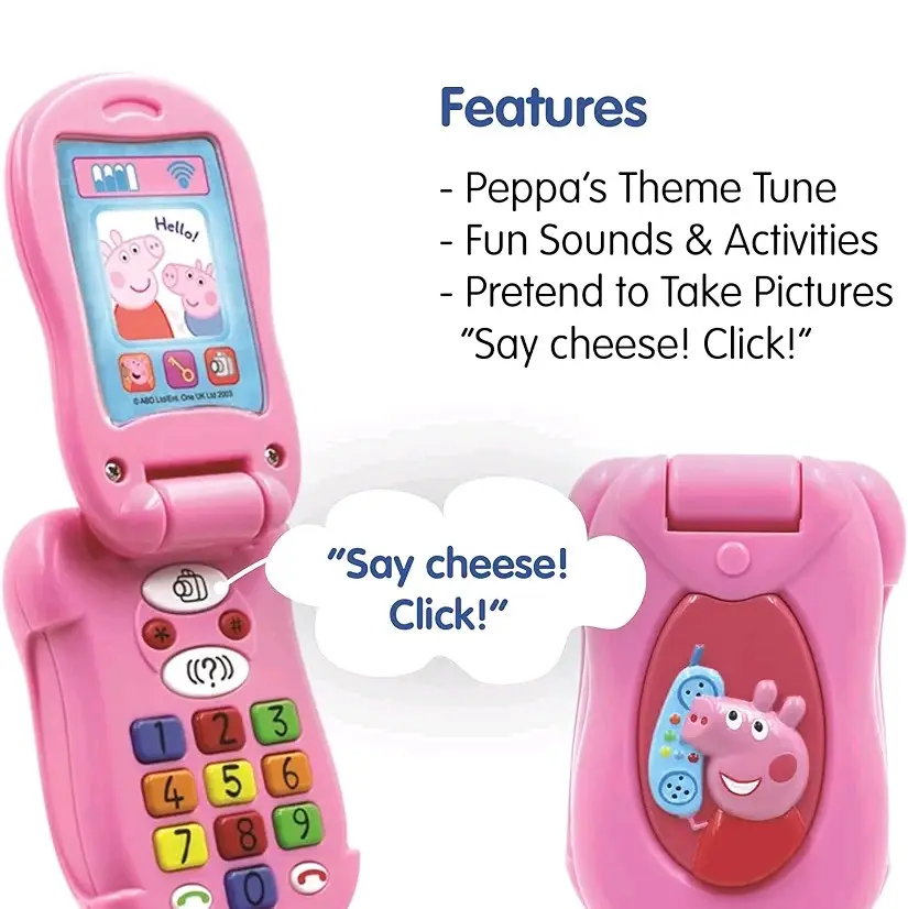 Peppa Pig PP06 Peppa's Flip & Learn Toy Phone for Kids - Interactive Learning and Child Development ace cute