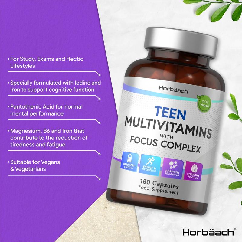 Multivitamins with Focus Complex for Teens | 180 Capsules 1