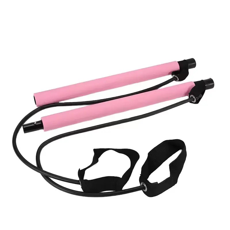 Multifunctional Pilates Bar Combination Fitness Bar Yoga Chest Expansion Tension Rope Back Trainer Elastic Rope Stretching Belt 1