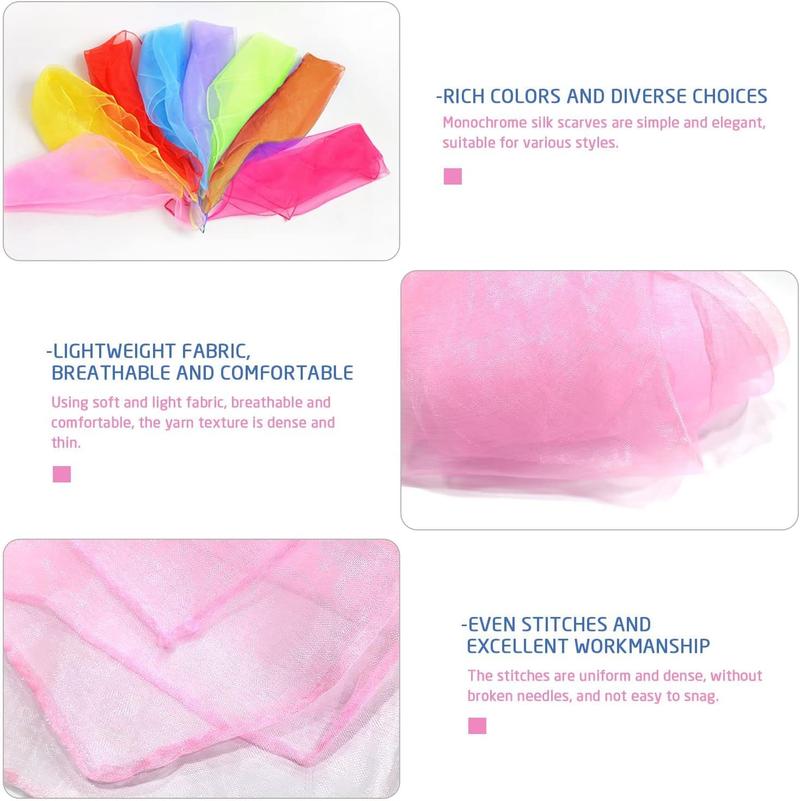 Product Introduction of 10PCS Dance Scarves and 1 Storage bag, children's dance juggling scarf, multicolor square juggling scarf, performance props accessories, 60 x 60 cm, for stage performance costume matching 2