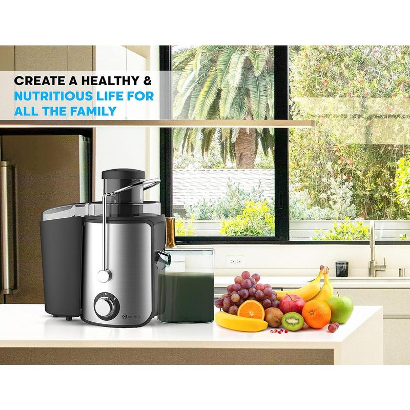 Juicer Machines, 600W Whole Fruit and Vegetable Juice Extractor, Centrifugal Juicer, Stainless Steel, Two Speed Settings, BPA-Free, Easy Clean 8