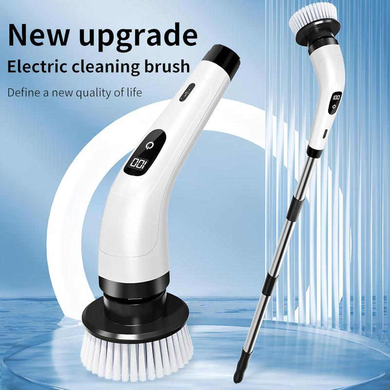 Electric Spin Scrubber Upgrade 9 in 1 Electric Cleaning Brush 420RPM Powerful Cleaning 1.5H Bathroom Scrubber Dual Speed with Extension Arm for Kitchen Car Tile Wall Floor Shower 5