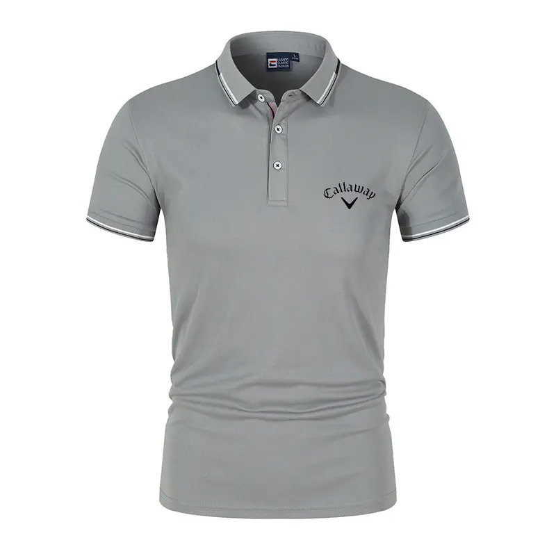 New Men's Golf Polo Shirt Callaway, Ice Silk Contrast Printed Lapel Short Sleeve T-Shirt