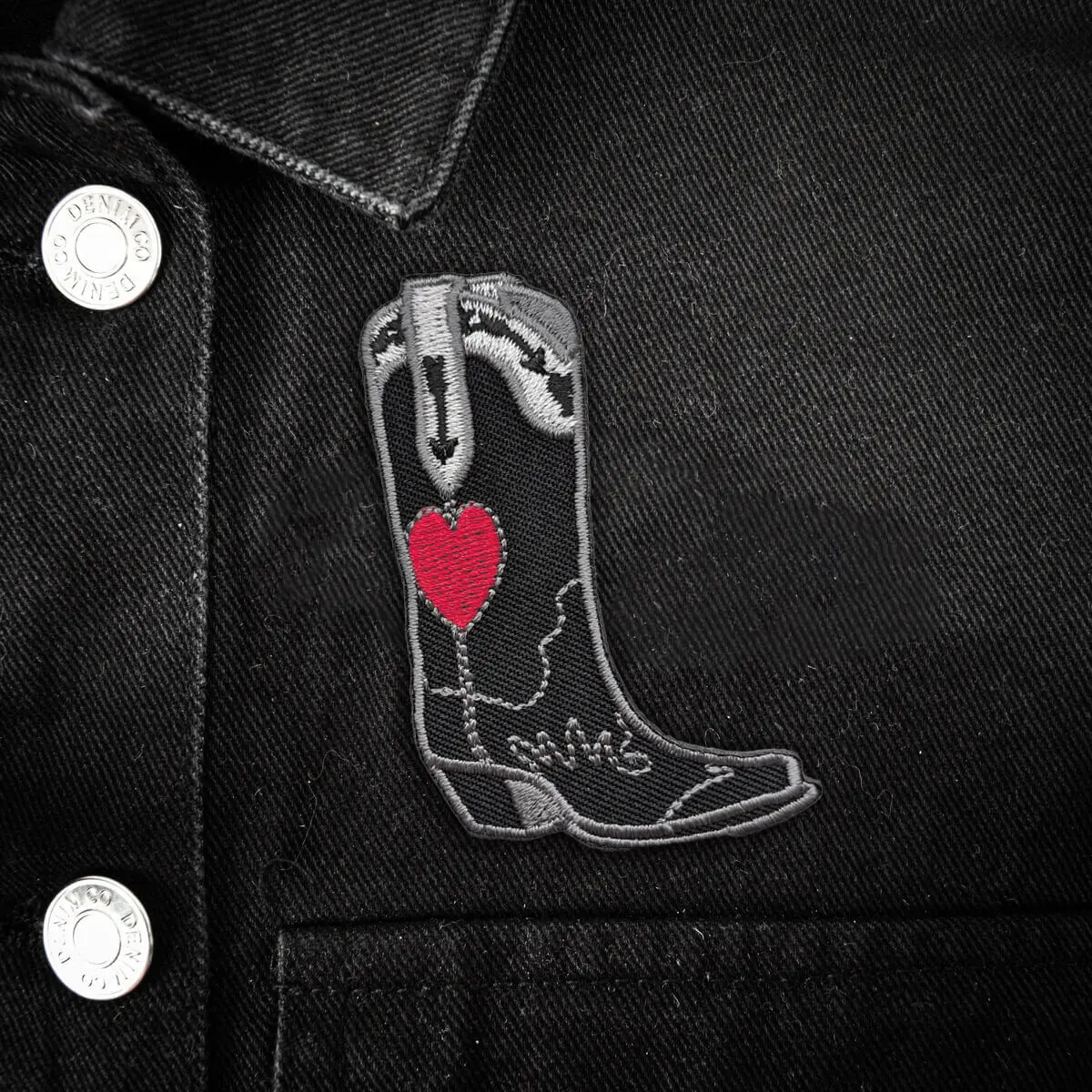 Black Cowboy Boot Patch