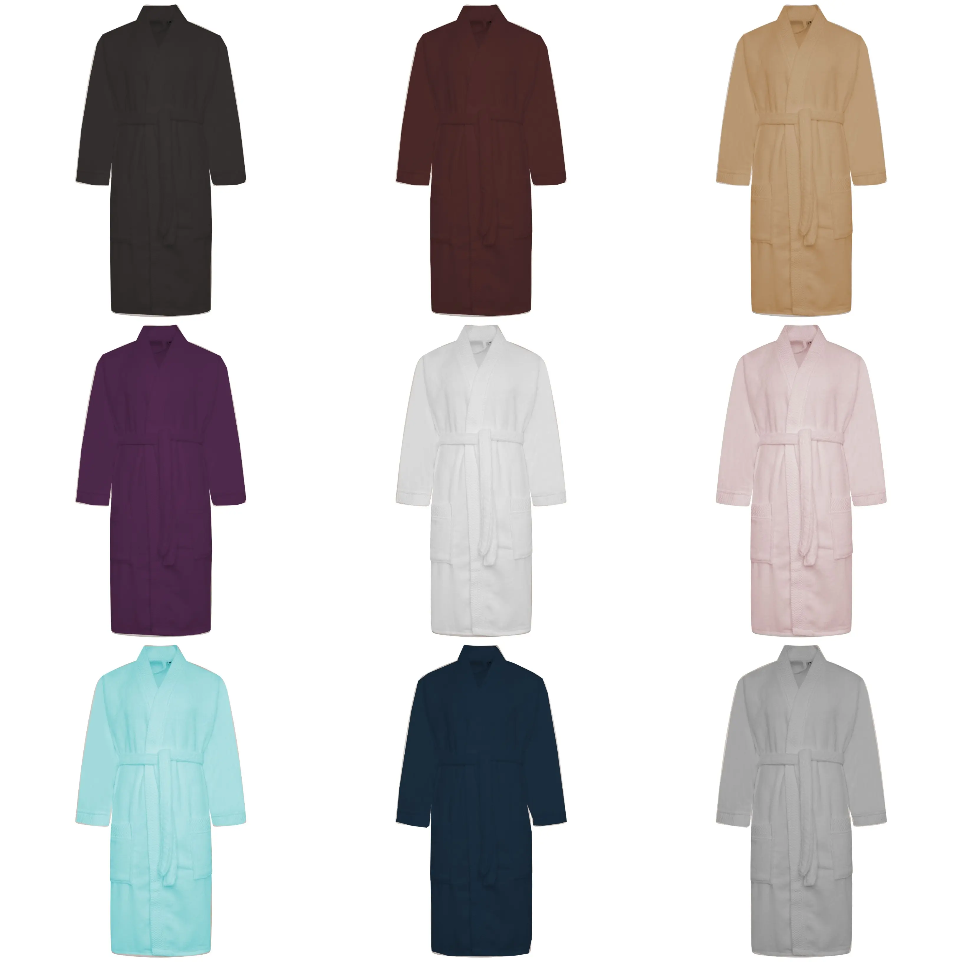 Unisex Women Dressing Gown Unisex Bath Robes Cotton 500 GSM Highly Absorbent White Night Gowns Housecoats Spa Mens Drying Towelling Shawl Bathrobe Nightwear