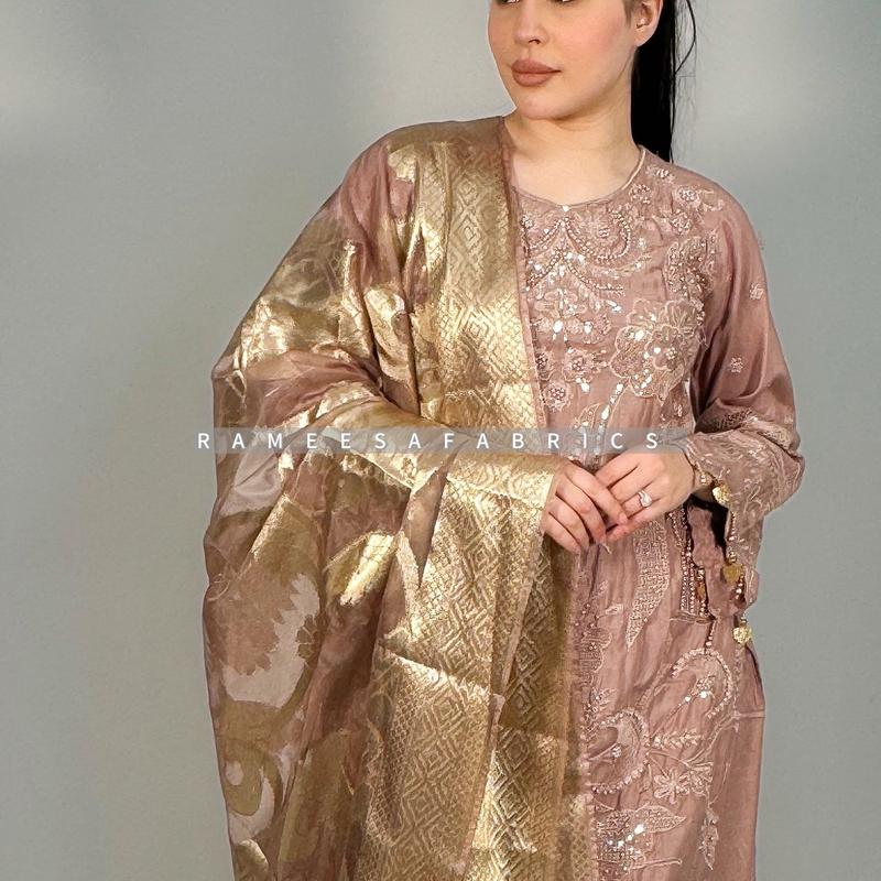 Linen Embroidery collection with Jacquard Dupatta available in 4 stunning colours size range Small to X-Large Kameez length 48” Suit 2
