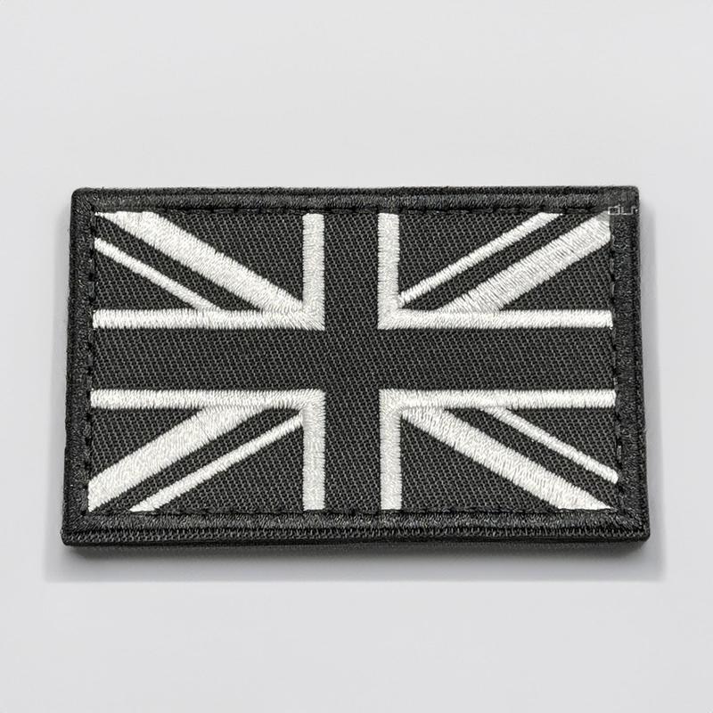 Black Union Jack Patch: Hook & Loop 8cm Wide Embroidered Fabric United Kingdom UK Great Britain GB National Flag for Travel Rucksack Backpack Bag Jacket Clothing Uniform Vest 1