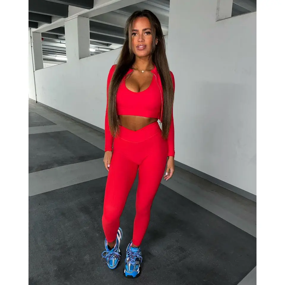 Red    3 piece zip up set