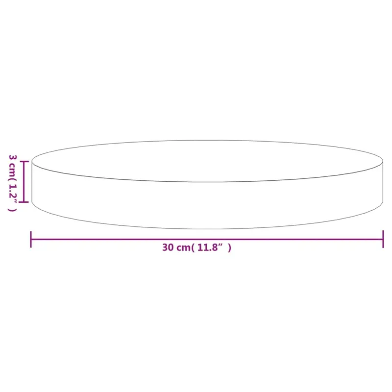 Table Top Round White Ø30x3 cm Solid Wood Pine 6