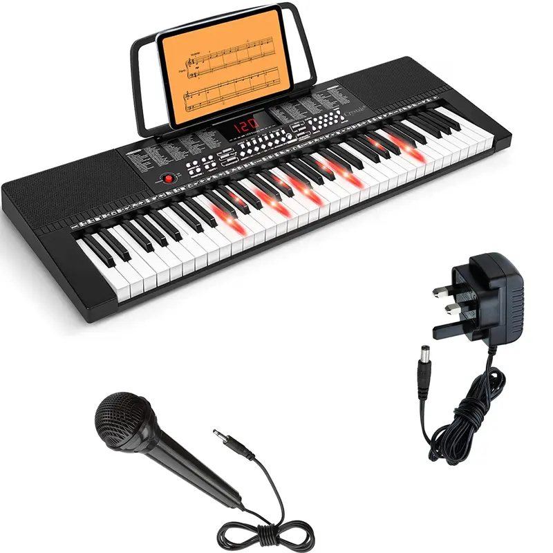 Crystals 61 Keys Electronic Lighted Keyboard Digital Music Instrument Piano & Microphone for Kids and Men - Ideal Xmas New Year Gift 3