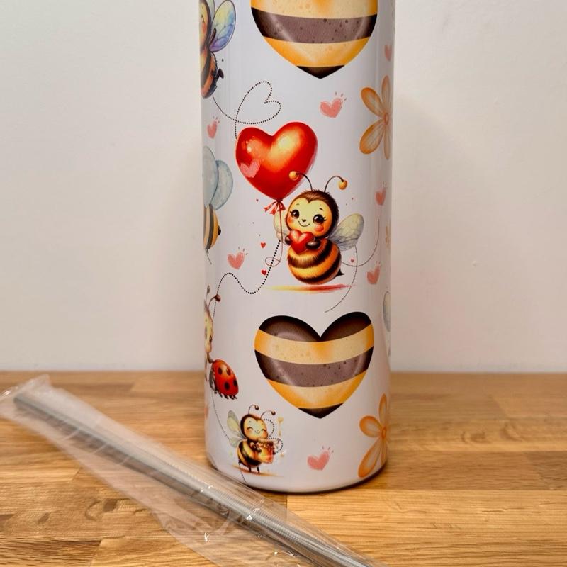 Personalised Bumble bee 20oz Stainless Steel Skinny Tumblers Portable Straw Flasks Water Bottles Drinkware Stylish 1