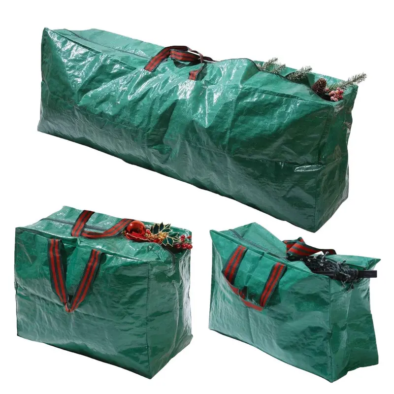 Set of 3 Green Christmas Storage Bags for Festive Home Organization Household Organiser Tree 1