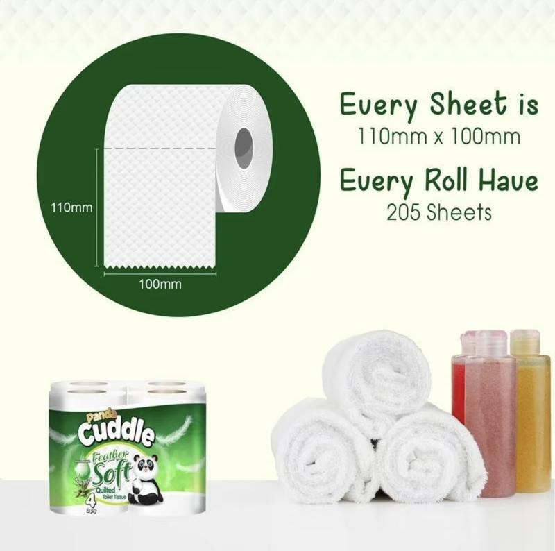 Panda Cuddle SOFTEESE 90 Soft Quilted Toilet Rolls - Enriched with Lemon Zest & Aloe Vera Fragrance -3 Ply Toilet Tissues 5*9 Pack Lemon & 5*9 Pack Aloe Vera Personal Wipes 4