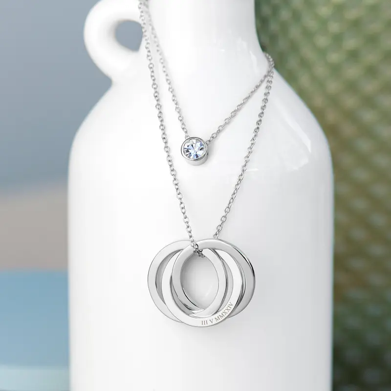 Personalised Russian Ring Layered Necklace 6