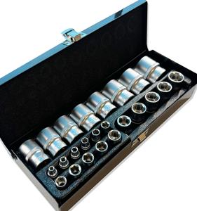 Autojack 24pc Imperial Socket Set | 1/2" & 1/4" Drive | Chrome Vanadium | 6-Point Sockets | Mechanic Tool Kit with Metal Case