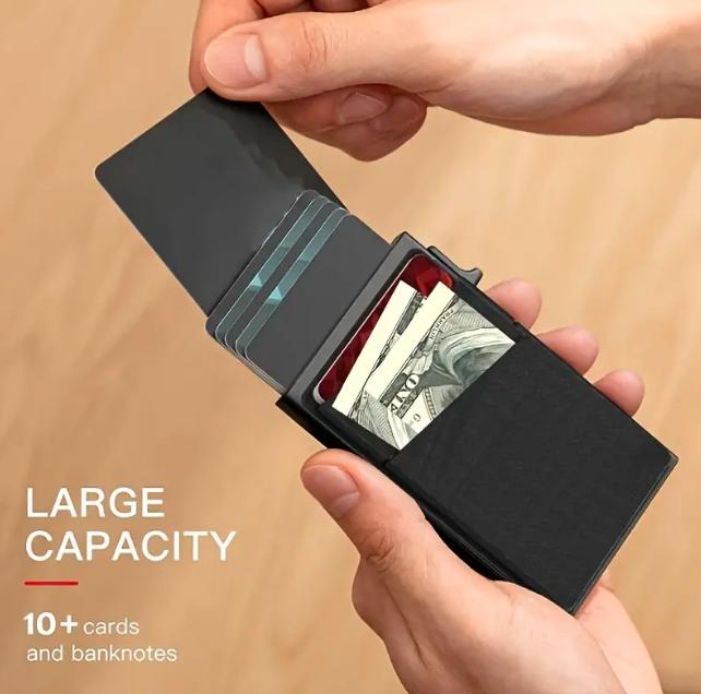 Men RFID Blocking Wallet Auto Pop up Credit Card Holder Aluminium Money Clip 4
