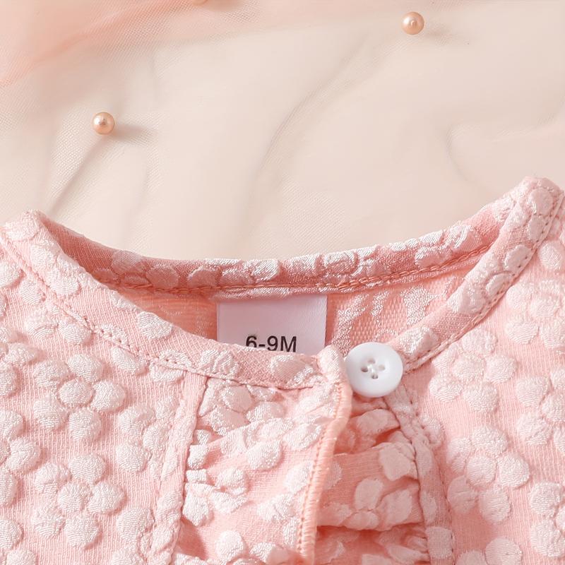 Product Introduction of 3pcs Fashion Casual Girl Butterfly Style Long Sleeve Ruffle Short Top + Sleeveless Mesh Butterfly Dress + Bow Hair Tie 7