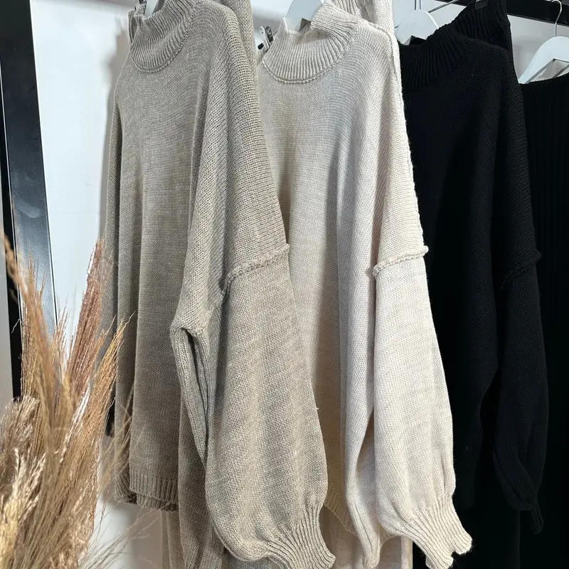 Round high neck knit Coord set 1