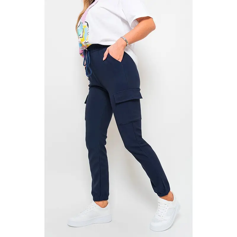 iKrush Size Frankie Cargo Pocket Trouser With Drawstring i34823 Cargo Relaxed High Waist   Regular Length    Workwear Loungewear Plain Work Going Out 2