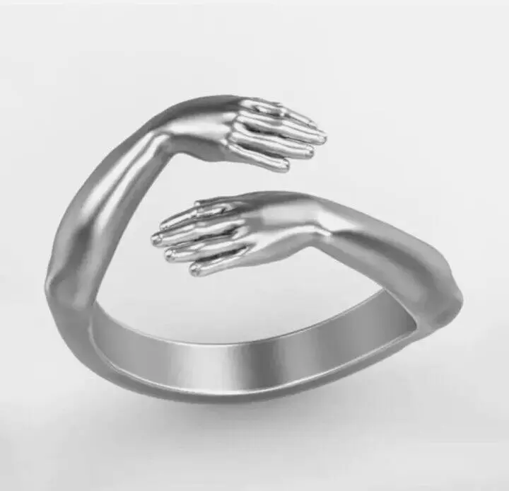 Love Hug Band Open Fashion Finger Ring Birthday Anniversary Christmas Gift for Daughter Niece Aunt Mom Grandma Sister Partner Jewelry Present