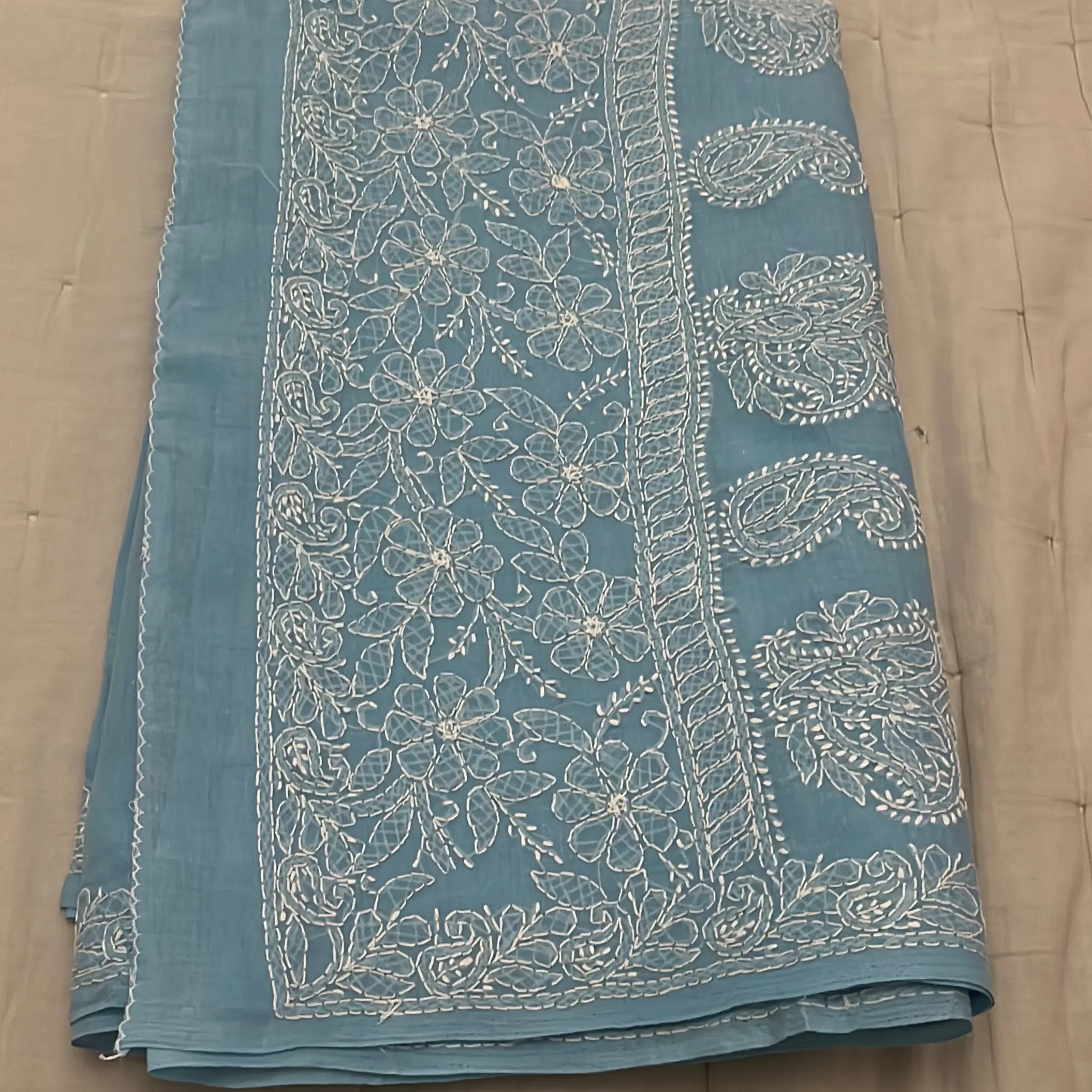 soft blue pure cotton saree
