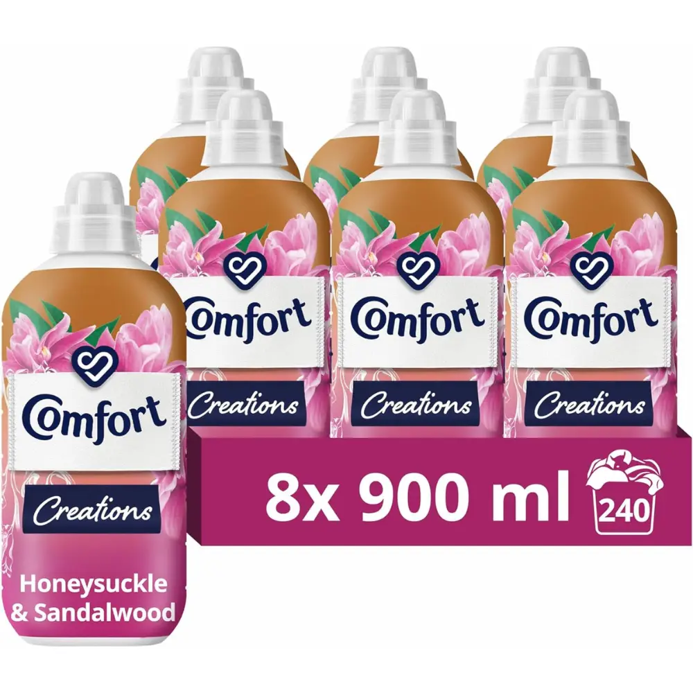 New Comfort Creations Honeysuckle & Sandalwood Fabric Conditioner 240 washes - Stay Fresh technology Softener (8 x 900 mL)Household Cleaners,  Black FRIDAY Sale