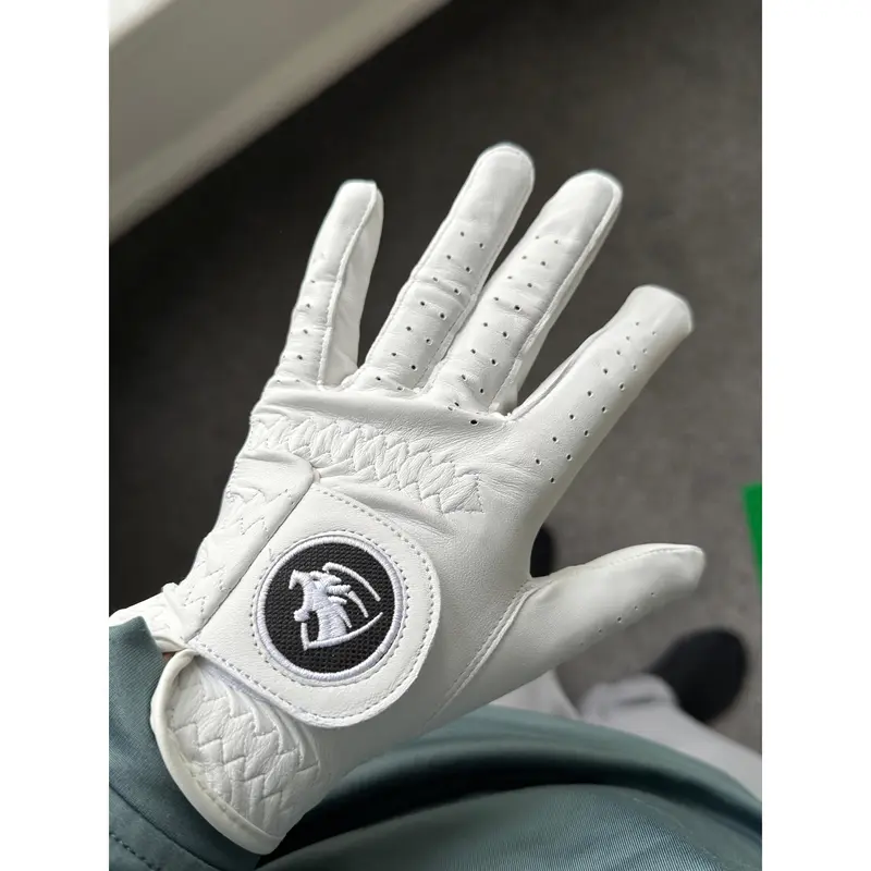 Pearl White Premium Cabretta Leather Panther Golf Glove 0