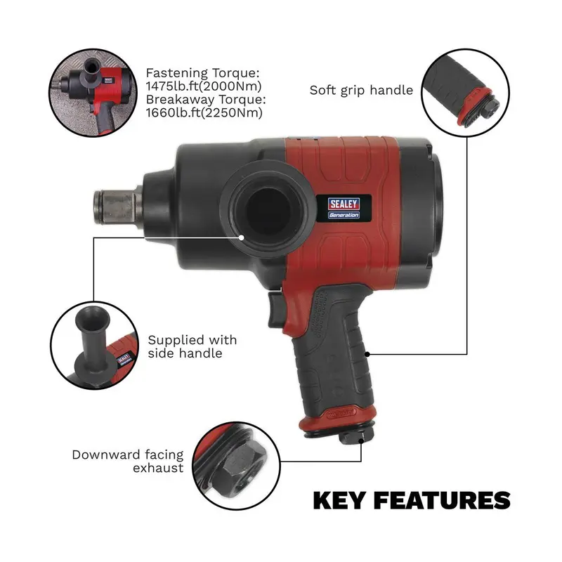 Sealey Generation Composite Twin Hammer Air Impact Wrench 1"Sq Drive GSA6005 1