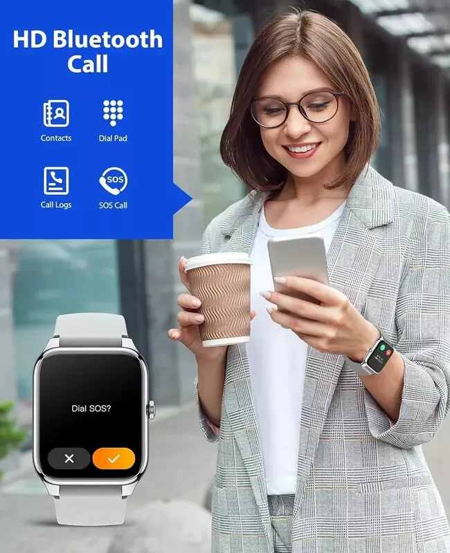 Alexa Smart Watch Calls Bluetooth Heart Rate Blood Pressure iPhone Samsung Wearable Gadget Monitoring Smartphone Wristwatch 1