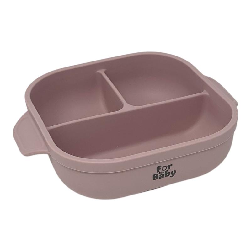 Square Silicone Suction Bowl with 3 Compartments 3