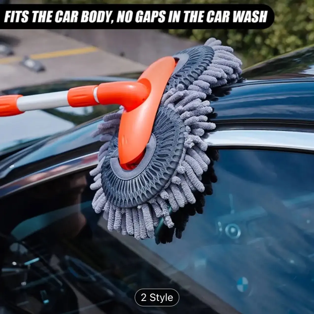 Telescopic Car Wash Mop with Double Brush Head - Perfect for Cleaning Roof Windows and Auto Maintenance