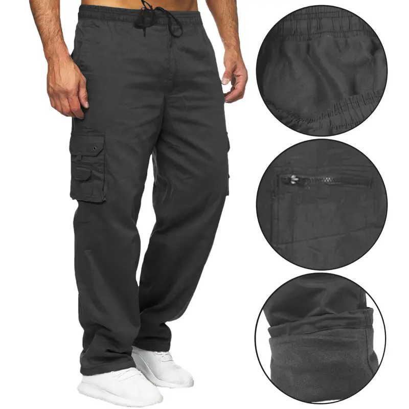 Mens Thermal Fleece Lined Elasticated Cargo Combat Work Walking Trousers Pants Fabric Menswear 2
