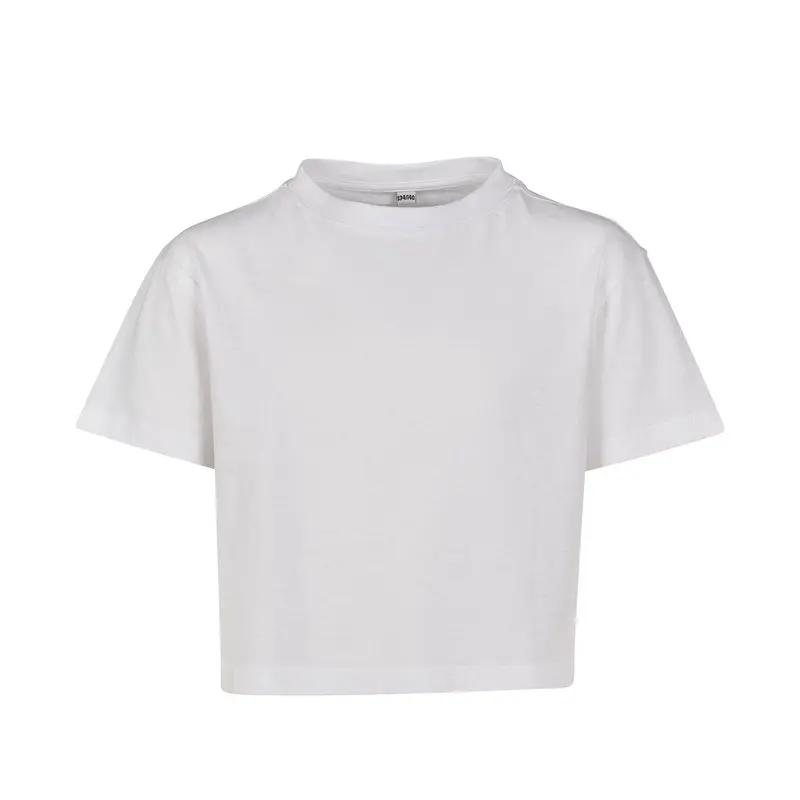 Build Your Brand - Girls cropped Jersey tee - White 0