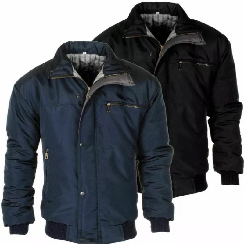 Mens Sky Diver Zipper Bomber Warm Padded Check Lined Rain Heavy Work Jacket Coat 0