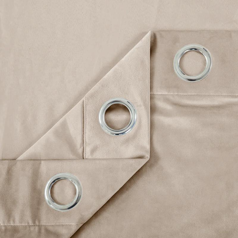 Imperial Rooms Crushed Velvet Beige Curtains for Living Room - Fully Lined Ring Top Soft Bedroom Blackout Curtain With 2 Matching Tie Backs 5