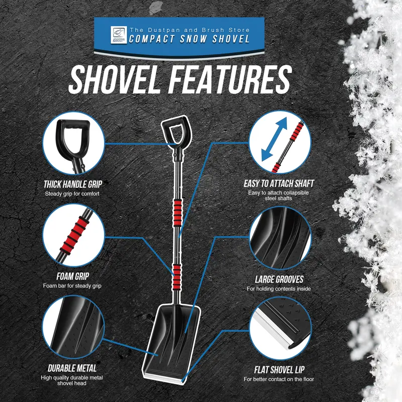 Travel Car Snow Shovel Compact Heavy Duty Snow Scoop with Multi Section Handle 3