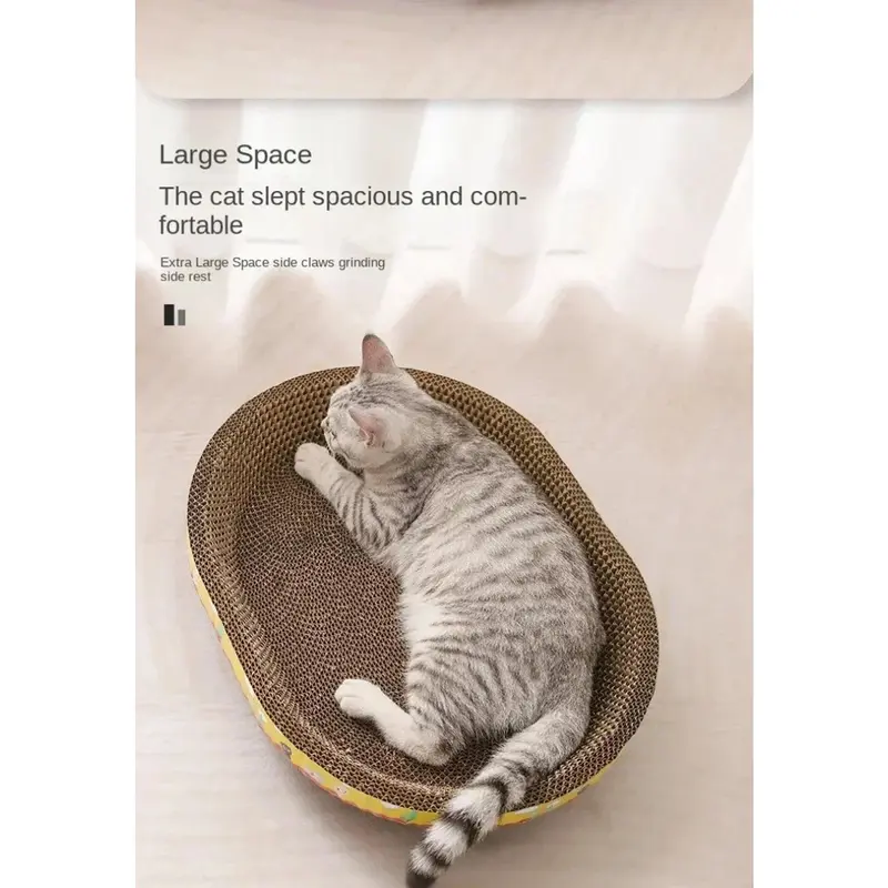 Cat Scratching Board Protect Furniture Grinding Claw Toys Oval Corrugated Paper Wear-resistant Cat Nest Cat Accessories 6