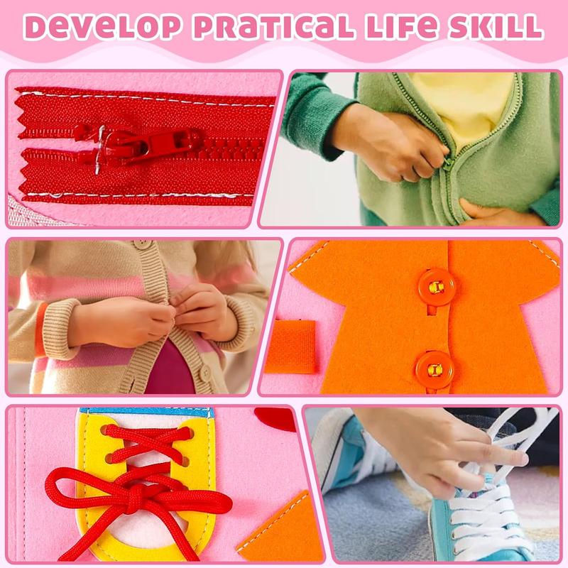 Busy Board Montessori Toys for 1 2 3 4 Year Old Girls Toys Age 1-4, Travel Toys Sensory Activity Board, Kid Learning Educational Toys Gifts Interesting Toddler Toy 2