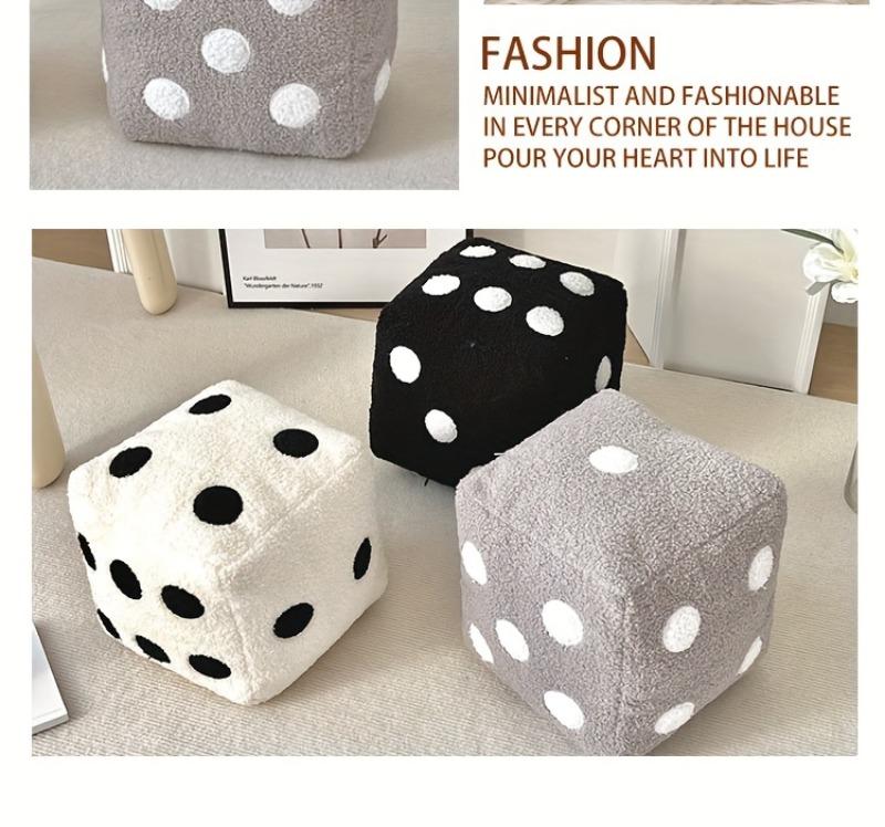 Product Introduction of 1pc Fun Dice-Shaped Throw Pillow - Soft, Washable Polyester Cushion for Sofa & Home Decor 4