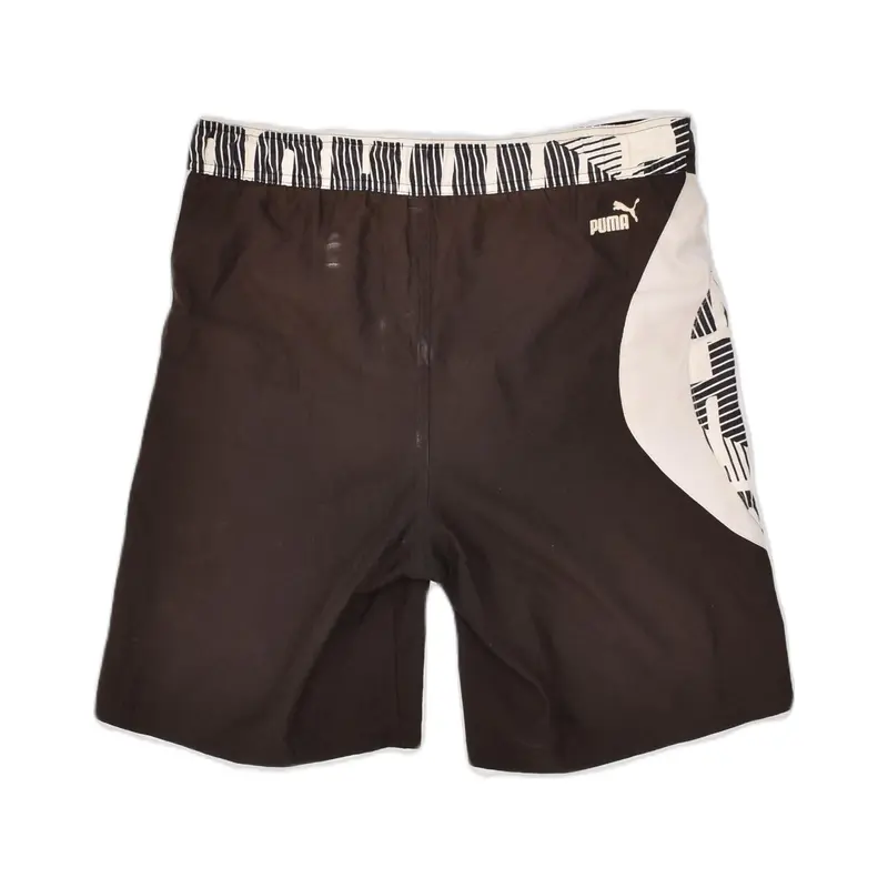 Pre-Owned Vintage PUMA Mens Graphic Swimming Shorts Small Black Polyester 2