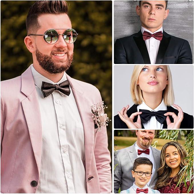 Men's Bow Tie, Classic Solid Color Pre-Tied Bow Tie for Men, Satin Tux Bowtie, Adjustable Formal Neck Bowtie for Parties, Wedding, Formal Wear, Wedding Party Accessory 5