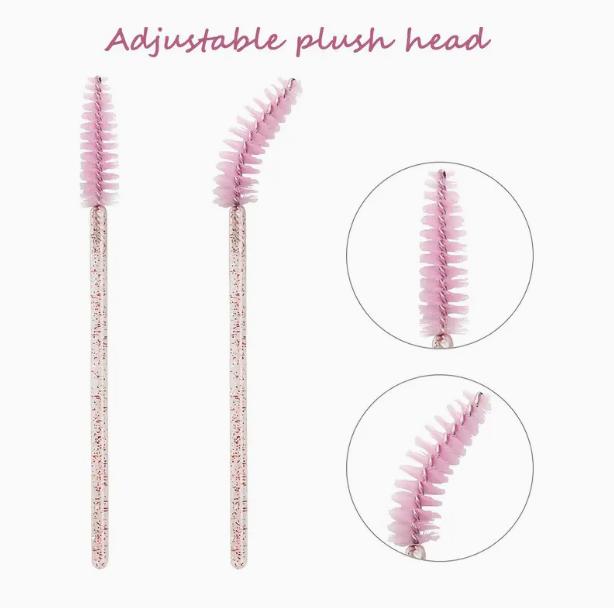 Disposable Eyelash & Eyebrow Brush Tools, 50pcs Glitter Crystal Design Eyelashes Brushes Comb, Daily Makeup Tools, Eyelashes Makeup Tools, Birthday Box for Girl, ThanksGiving Gift, Birthday Gift for her, Best Christmas gift for women 6
