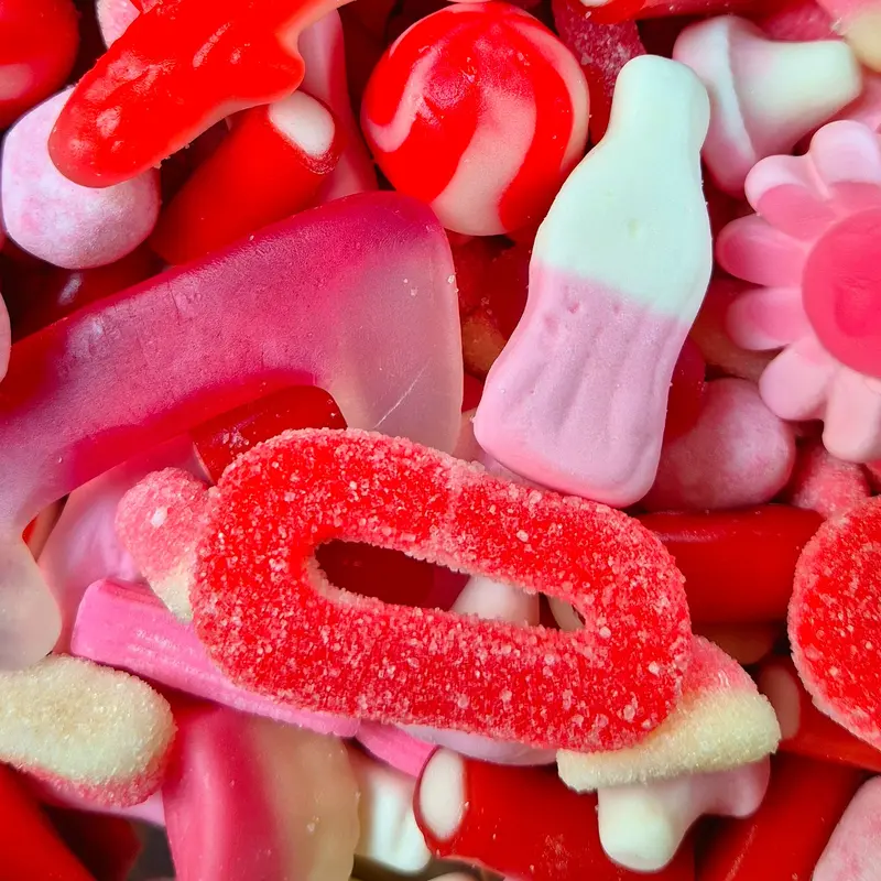 PINK & RED MIX! - Pick & Mix Sweets Pouch - 500g / 750g / 1KG / 1.5KG -  Gift - Movie Night - Jelly / Fizzy / Foam / Gummy Snack Bonbon Candies 2