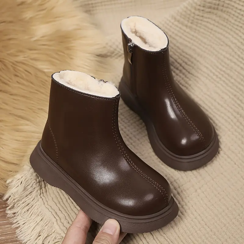 Girls' Fashionable Ankle Boots with Comfortable Cushioning - Casual, Waterproof, Easy Zip-Up, for Casual Attire in Autumn/Winter 1