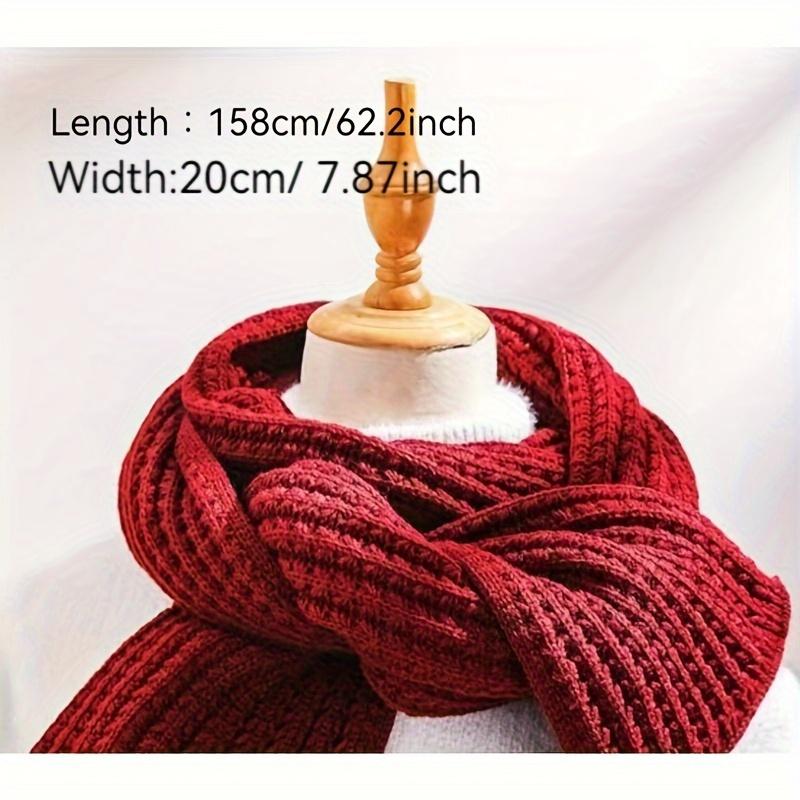 Elegant Solid Color Knit Scarf for Women - Cozy & Warm, Soft Acrylic, Stretchy, Perfect for Winter Fashion Accessory, Hand Washable - Chic Campus Style 6