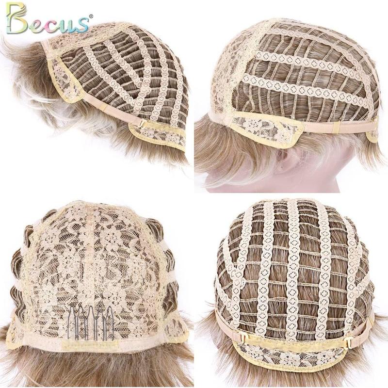 Blonde Pixie Cut Wigs for Women Fluffy Layer Lowlight With Root Stretch Synthetic Hair Pixie Wig with Bangs for Women Replacement Wig Daily Wear(Ash Blonde) 5