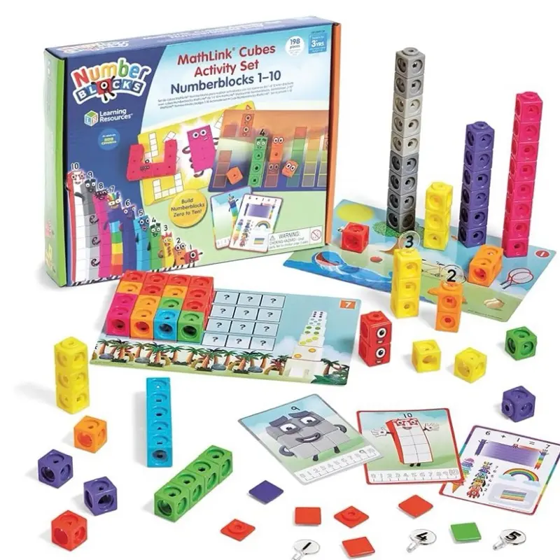 MathLink Cubes Numberblocks 1-10 Activity Set, Early Years Maths Learning, Build, Learn & Play in The Classroom & at Home.,27.5 x 21.3 x 3.2 cm, Multicolour