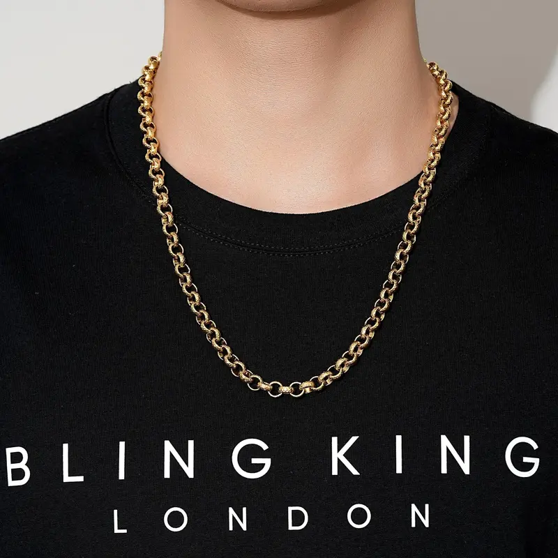 New 8mm Gold Diamond Cut Pattern Belcher Chain 3