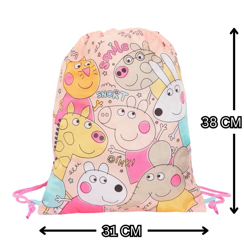 Peppa Pig Drawstring Bag Girls PE Kit Gym Bag Kids Trainer Swimming Bag Childrens School Nursery Backpack 4